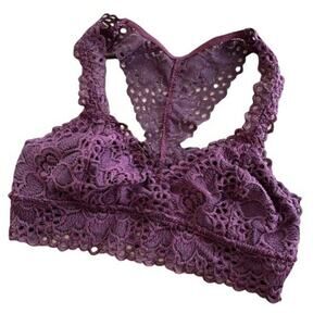Aerie Women Made to Layer Bra Lace Floral Racerback Purple Bralette Boho Size XS